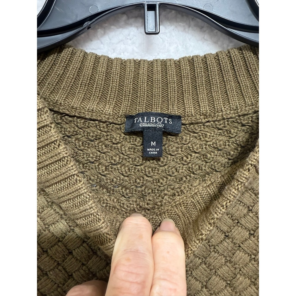 Talbots Classic Collection Women's Olive Green Textured Knit Sweater Medium - Picture 2 of 7